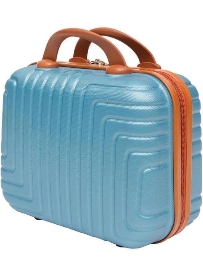 حقيبة مكياج بتصميم متاهة للسفر، مقاس 13.5 بوصة، منظم مستحضرات تجميل كبير السعة وحقيبة تجميل محمولة مع فواصل قابلة للتعديل، لون أزرق سماوي - Image 4